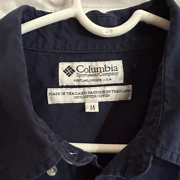 Columbia Men's Navy Blue Short-Sleeve Button Down Shirt, Medium, Pre-owned - Picture 5 of 5